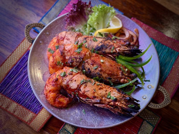 Gambones al Tandoor Gambones al Tandoor